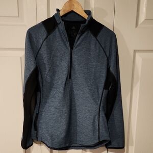 adidas Men's Heather Blue and Black Zip-Up Sweater